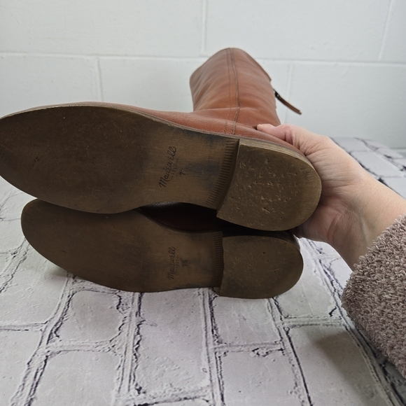 Madewell Sidney brown tall leather low heel equestrian riding boots - Picture 4 of 11